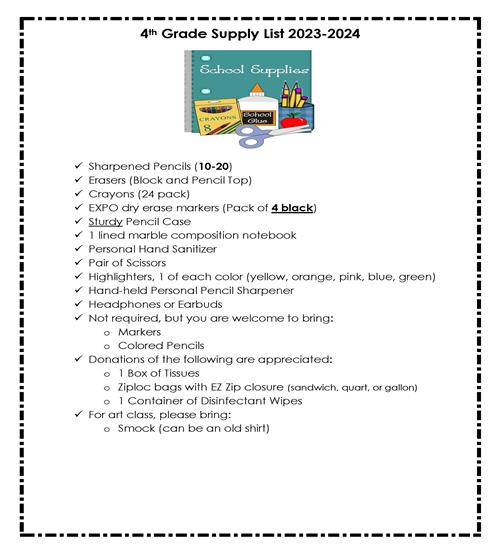 Supply List 4
